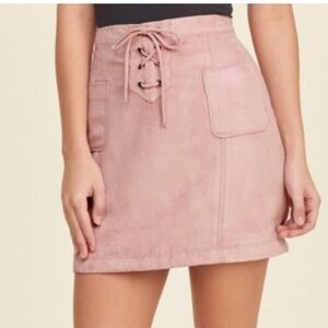 Hollister Lace-Up Faux Suede Skirt/Pink/Size 5 Juniors
